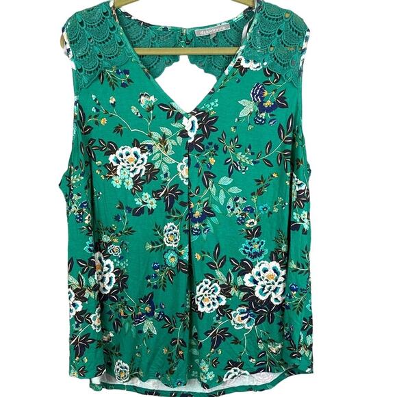 Daniel Rainn Women's Plus Size Green Floral Blouse Lace Detail Size 3X NWOT - Picture 1 of 6